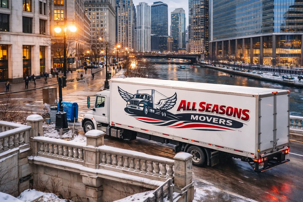 Local movers in Chicago transporting household belongings to a new home