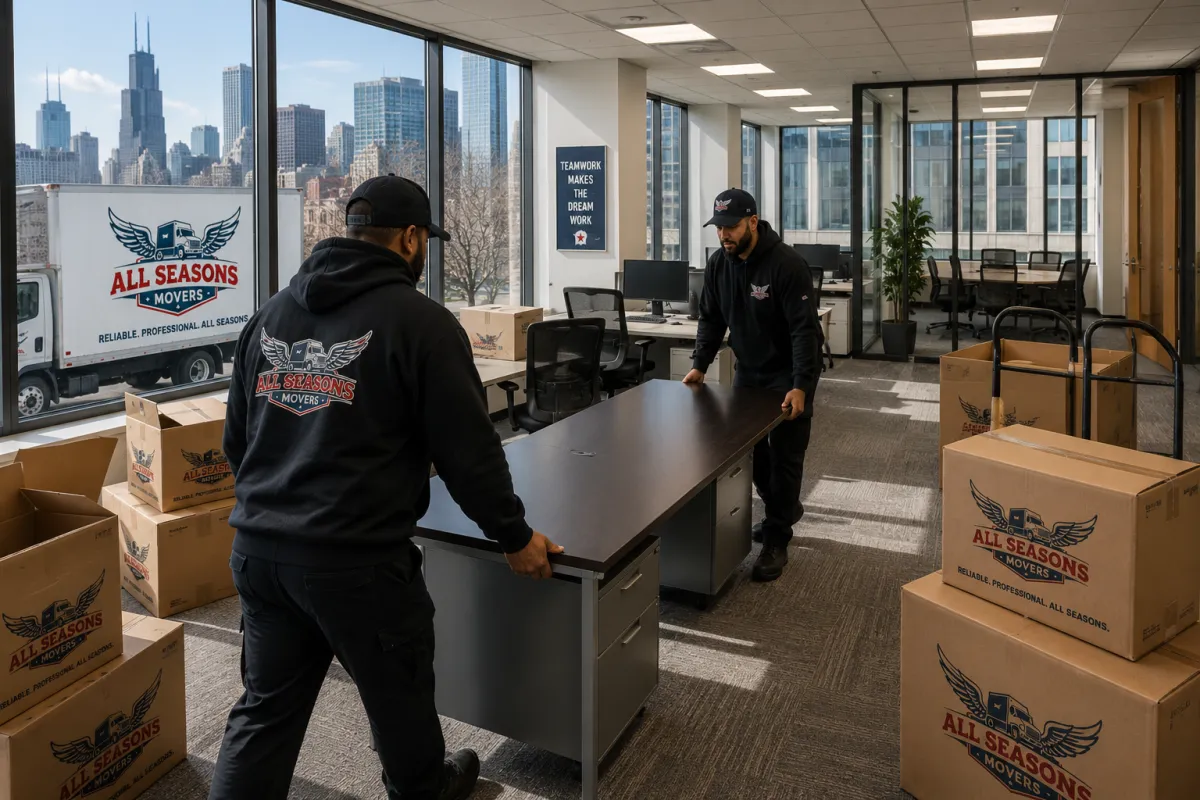 office removal services in chicago being performed by all seasons movers chicago
