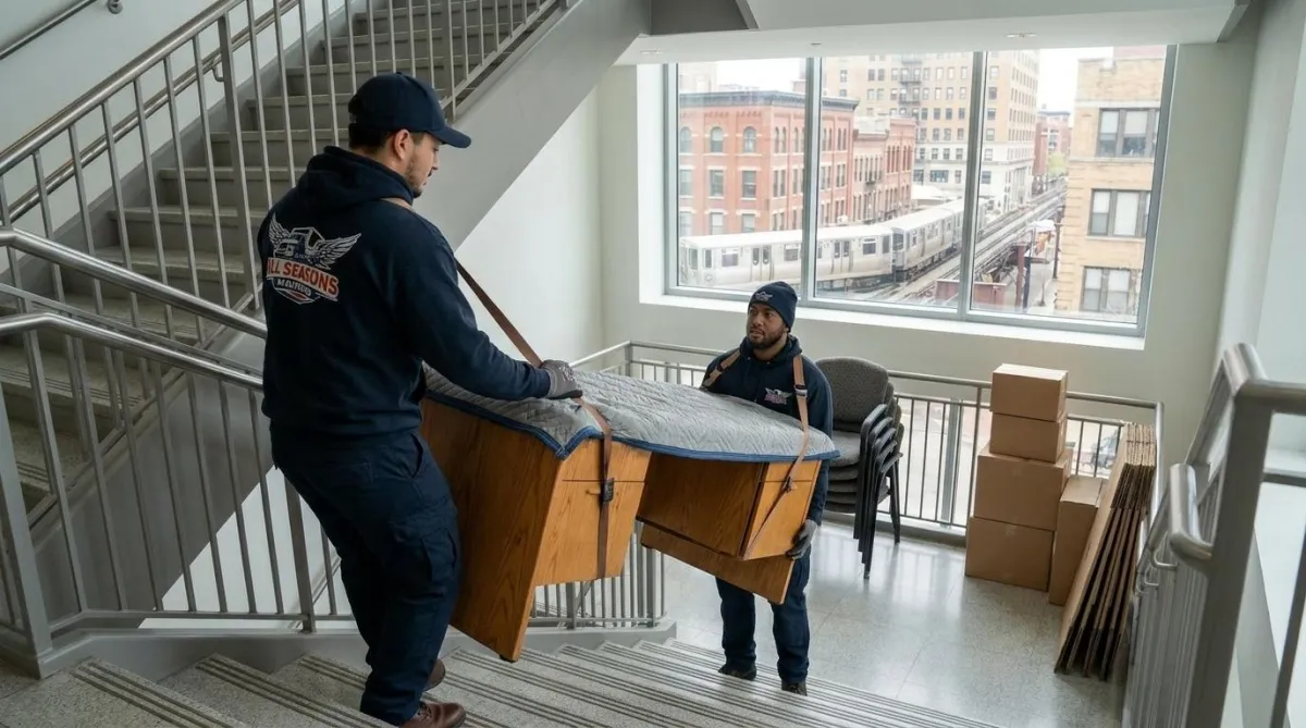 Office movers relocating business at site