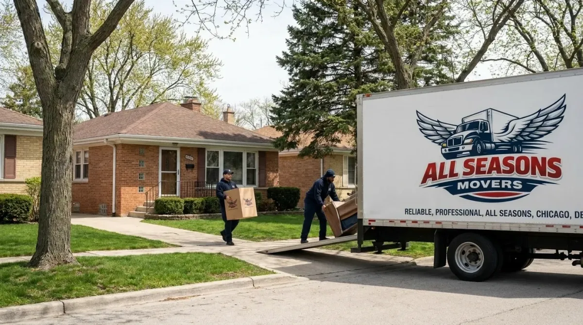 chicago movers moving packing boxes