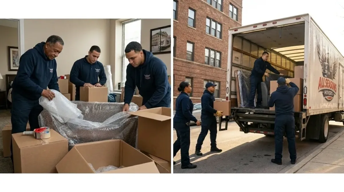 chicago movers moving packing boxes in the house
