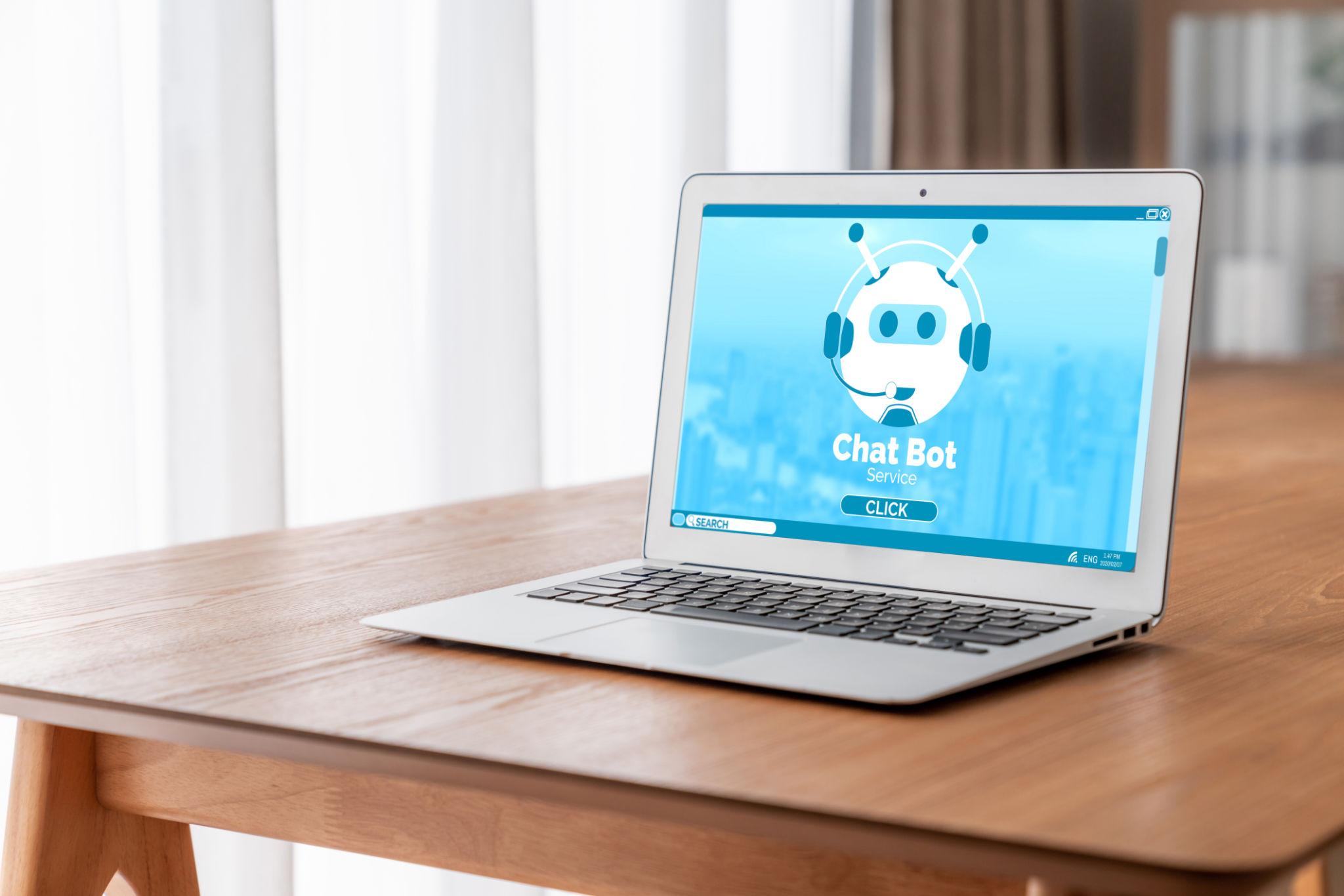 Modern AI chatbot interface floating beside a business website