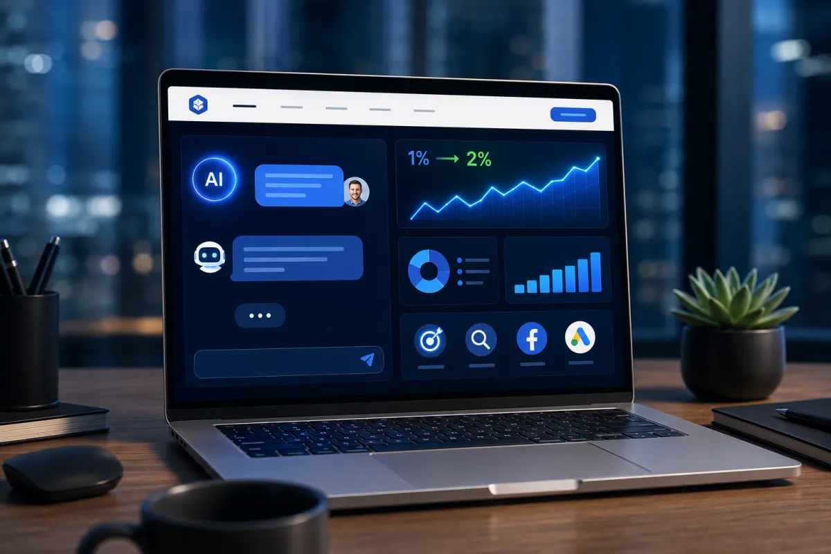 AI website conversion optimization dashboard increasing website leads and conversion rate