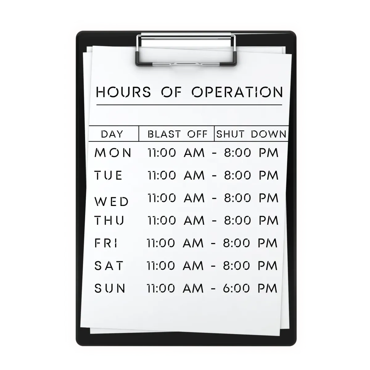 Hours of Operation