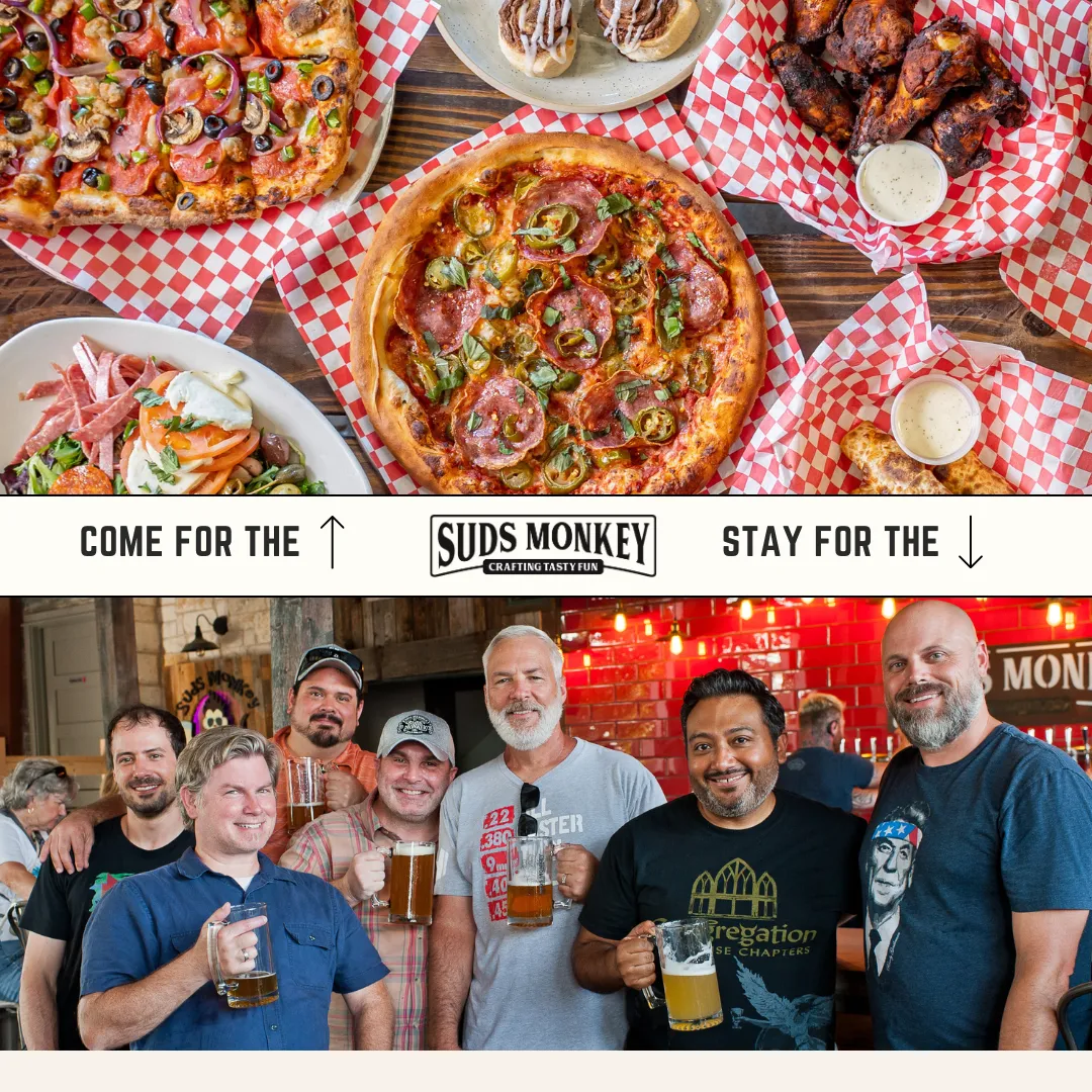 Friendly competition BBQ team preparing a pit beside craft beer stalls at a festival.