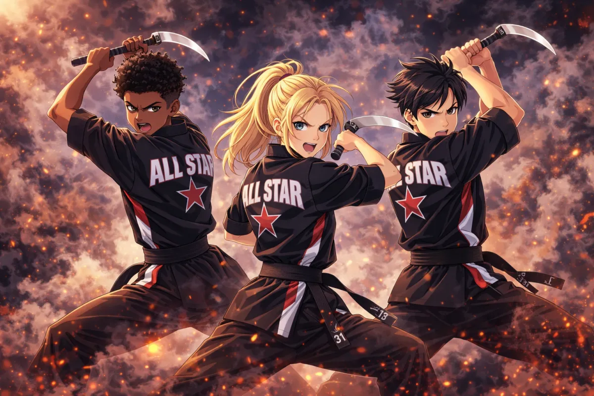 man doing karate stunts on gym