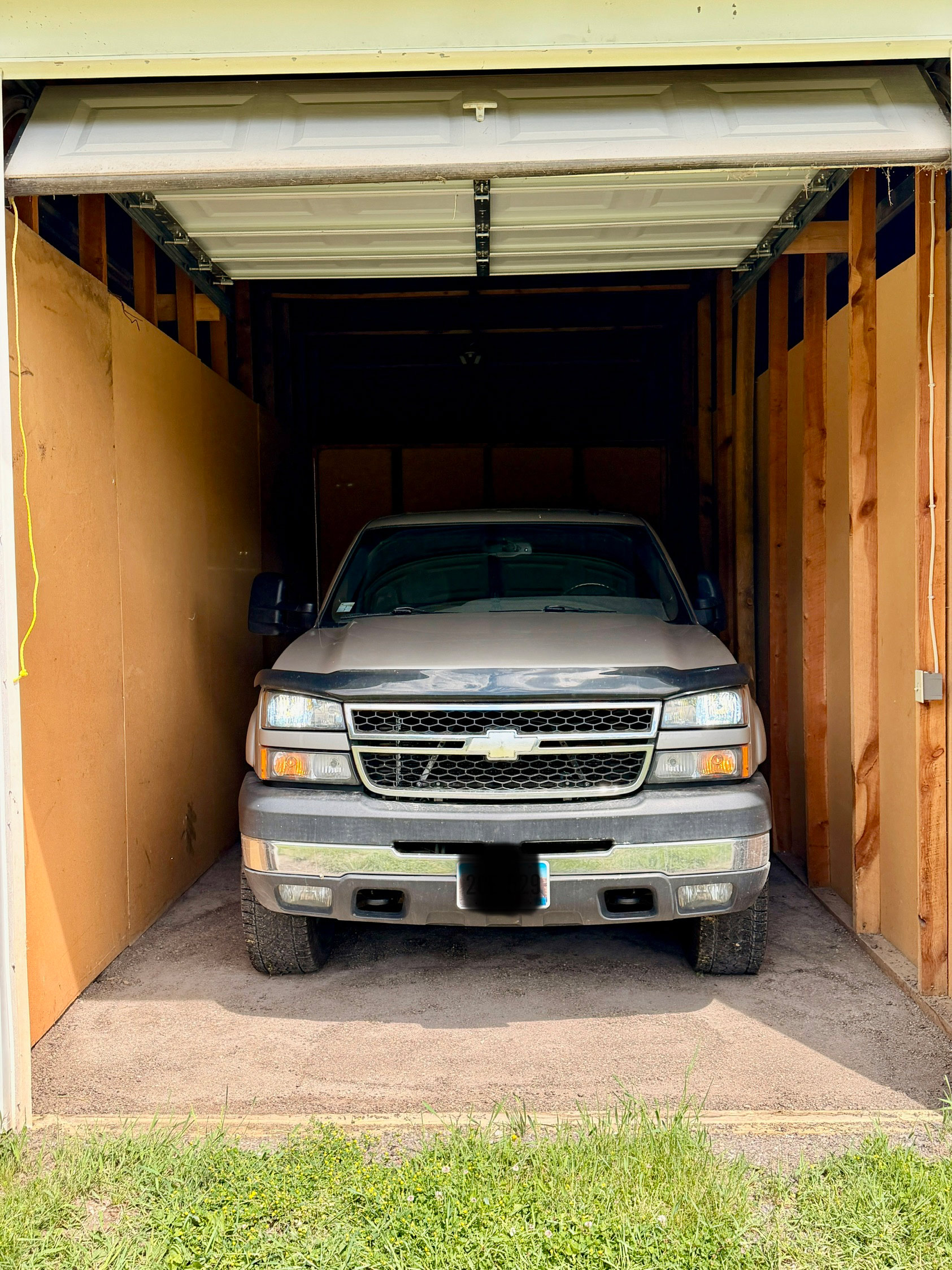 a tan truck tucked into a safe bay at Heald Safe Storage