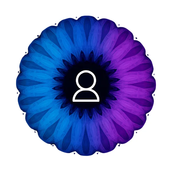 Blue and purple circle with a human icon in the middle.