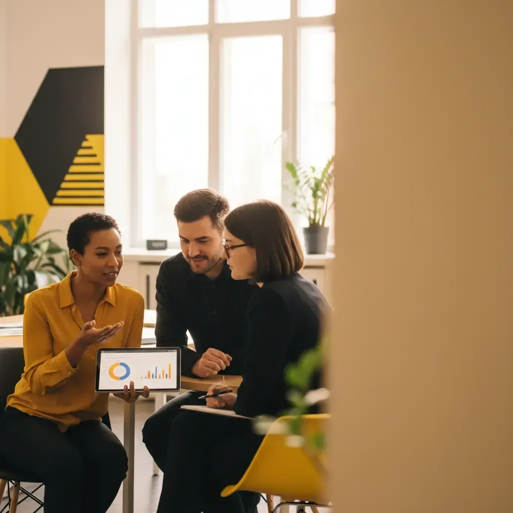 The team at Unique Accountancy in Gillingham - reviewing financial data in a collaborative meeting