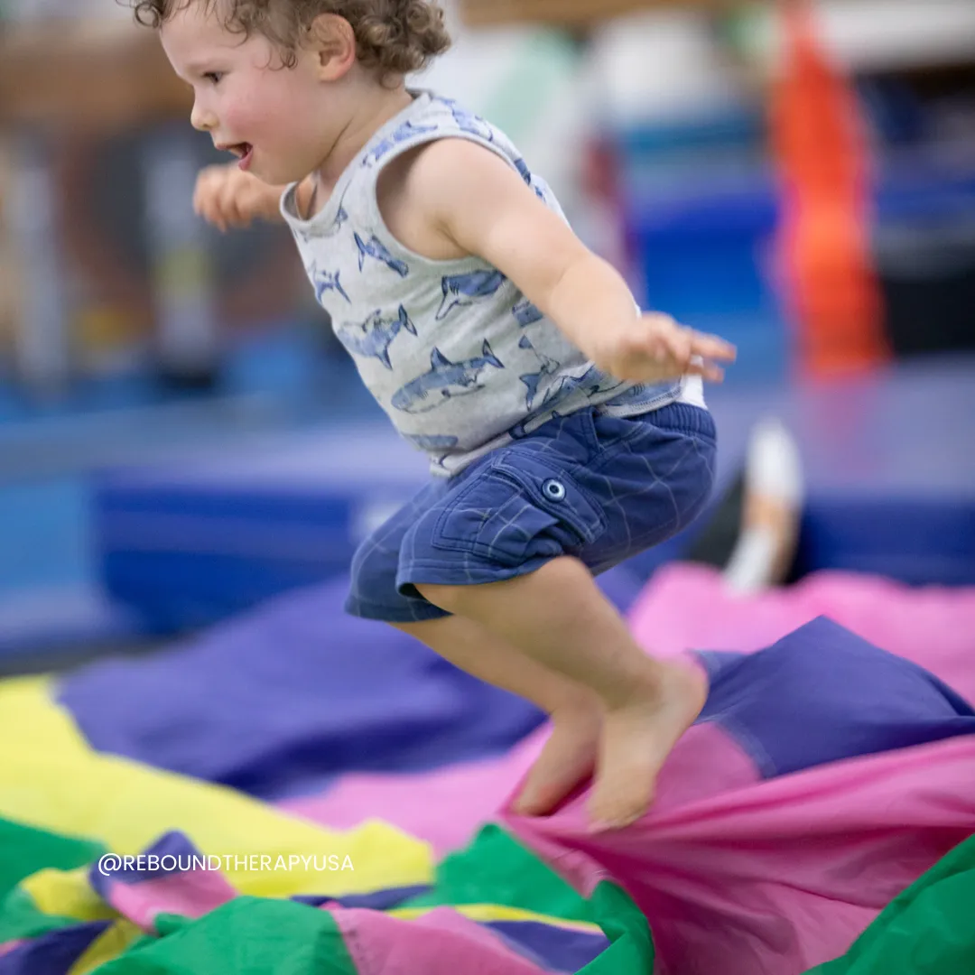 Adaptive gymnastics and trampoline therapy in Fort Worth, tailored for kids with special needs to thrive through play-based therapy and movement.