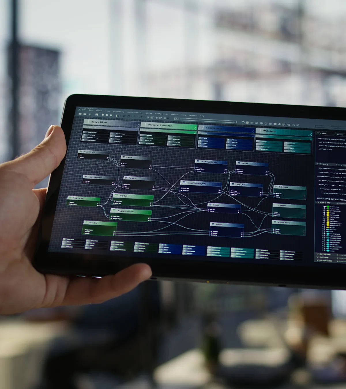 Workflow automation interface displayed on a tablet