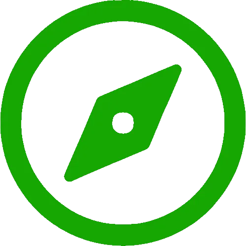 Green steering compass icon