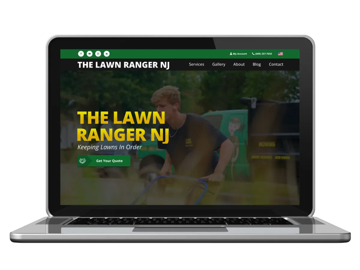 Custom website design for The Lawn Ranger NJ in South Jersey, featuring a responsive layout by Digital Venture HQ to attract leads for landscaping and lawn care services.