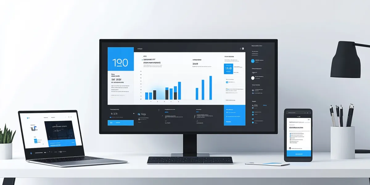 Computer displaying marketing process for remodeling business growth.