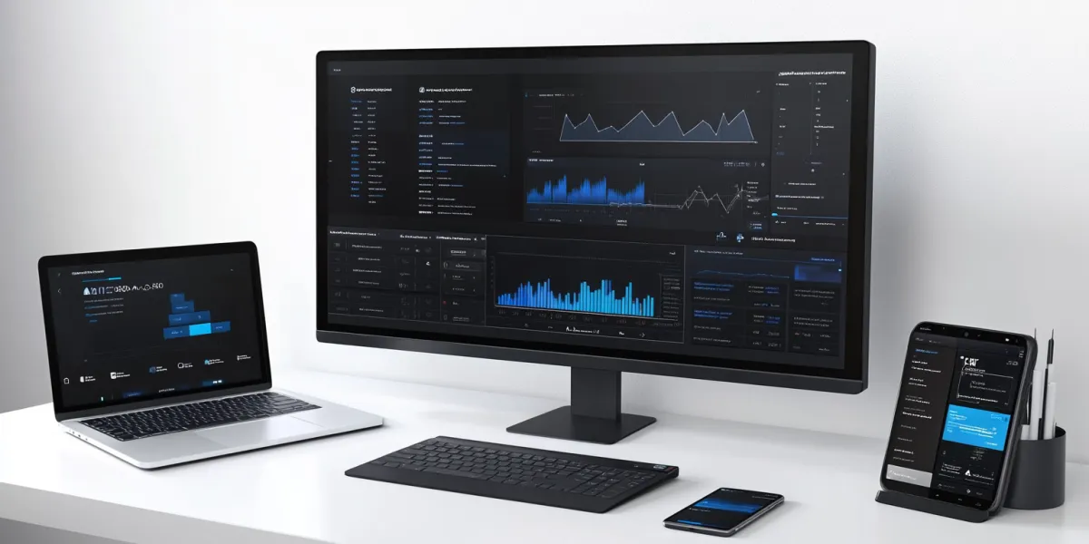 Computer displaying marketing process for roofing business growth.