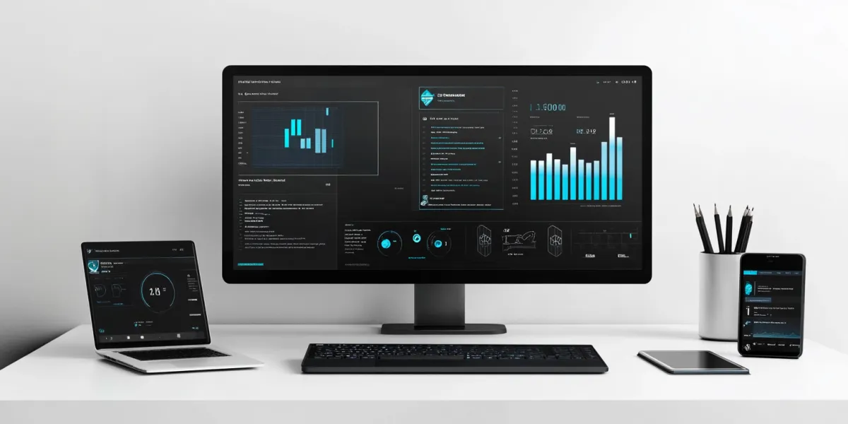 Computer displaying marketing process for remodeling business growth.