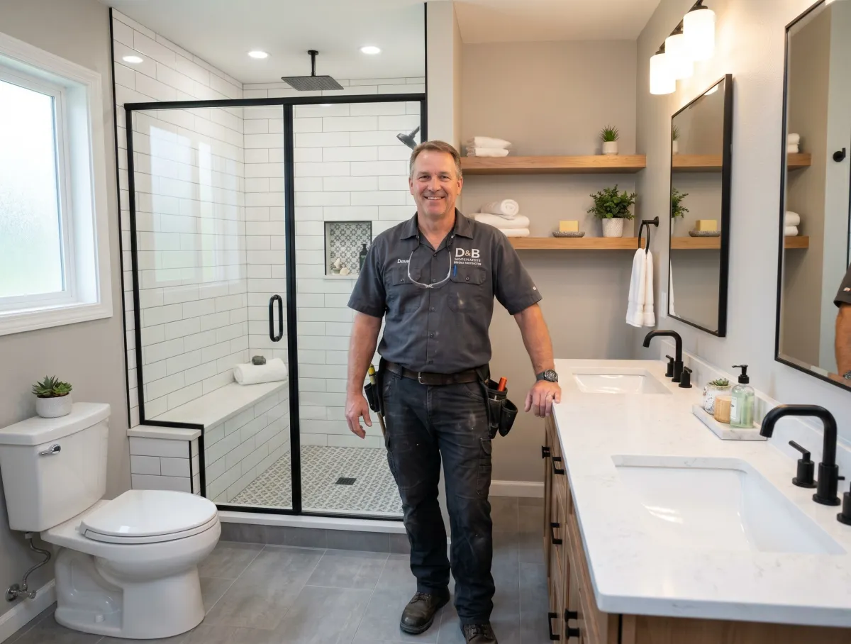 contractor in a completed kitchen remodel representing high intent google ads leads for remodeling contractors ready to book jobs