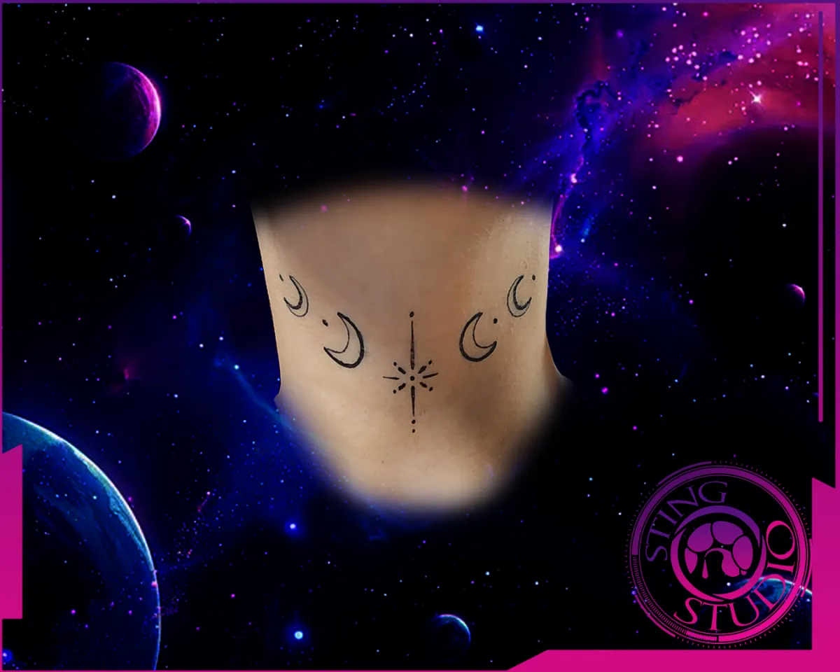 neck moon phases tattoo
