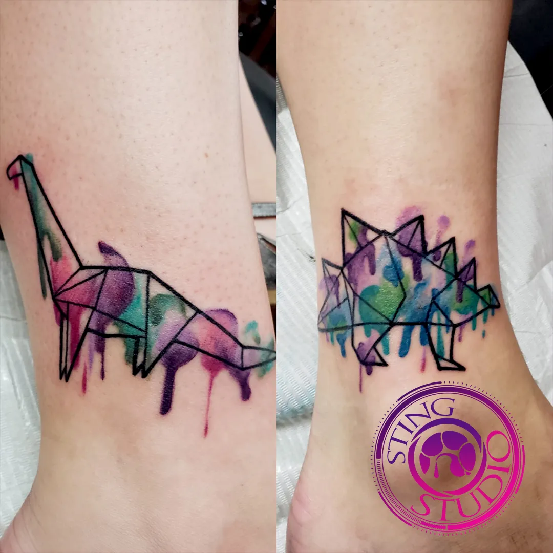 origami dinosaurs tattoo