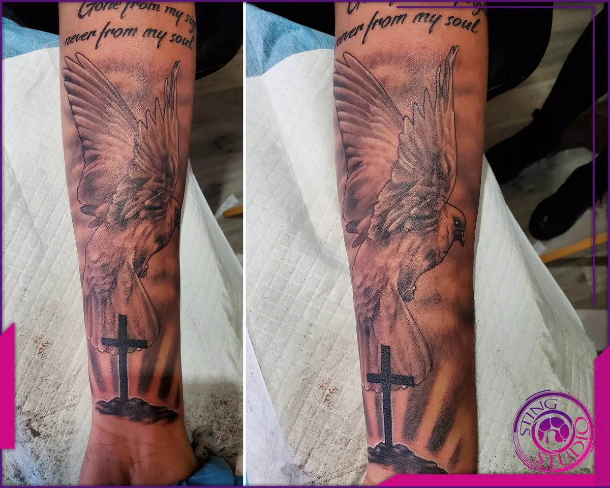 Black and grey tattoo by Sting Studio Ottawa