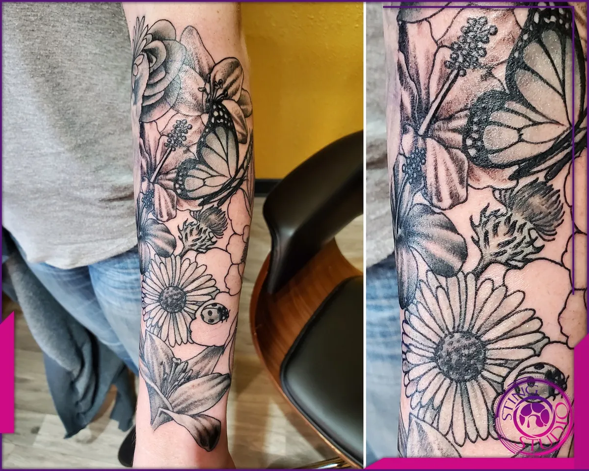 Black and grey tattoo by Sting Studio Ottawa