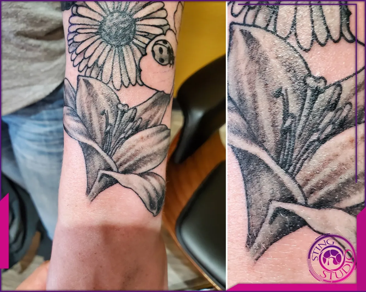 Black and grey tattoo by Sting Studio Ottawa
