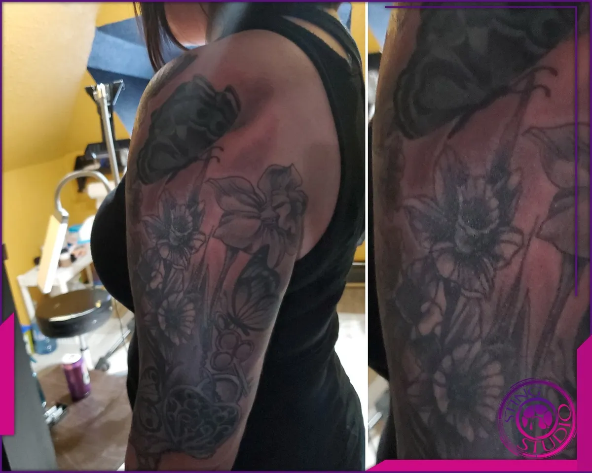 Black and grey tattoo by Sting Studio Ottawa