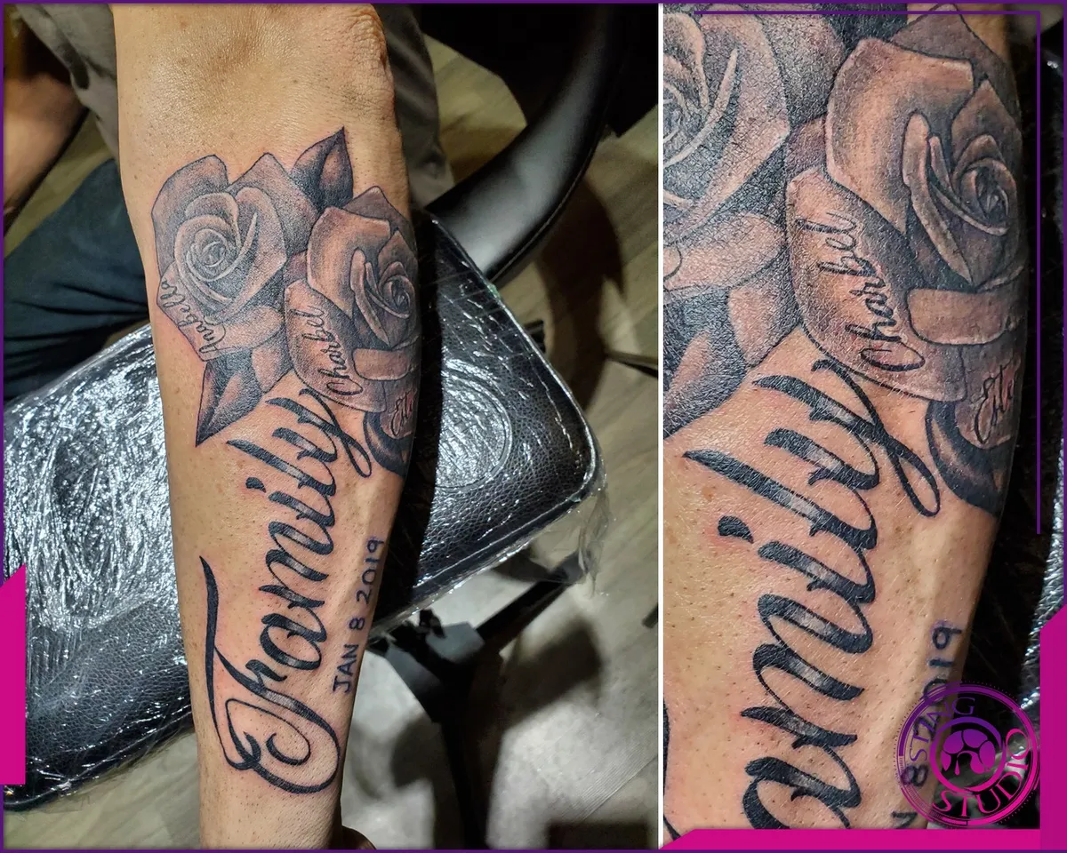 Black and grey tattoo by Sting Studio Ottawa