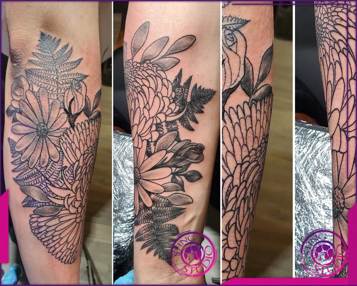 Black and grey tattoo by Sting Studio Ottawa