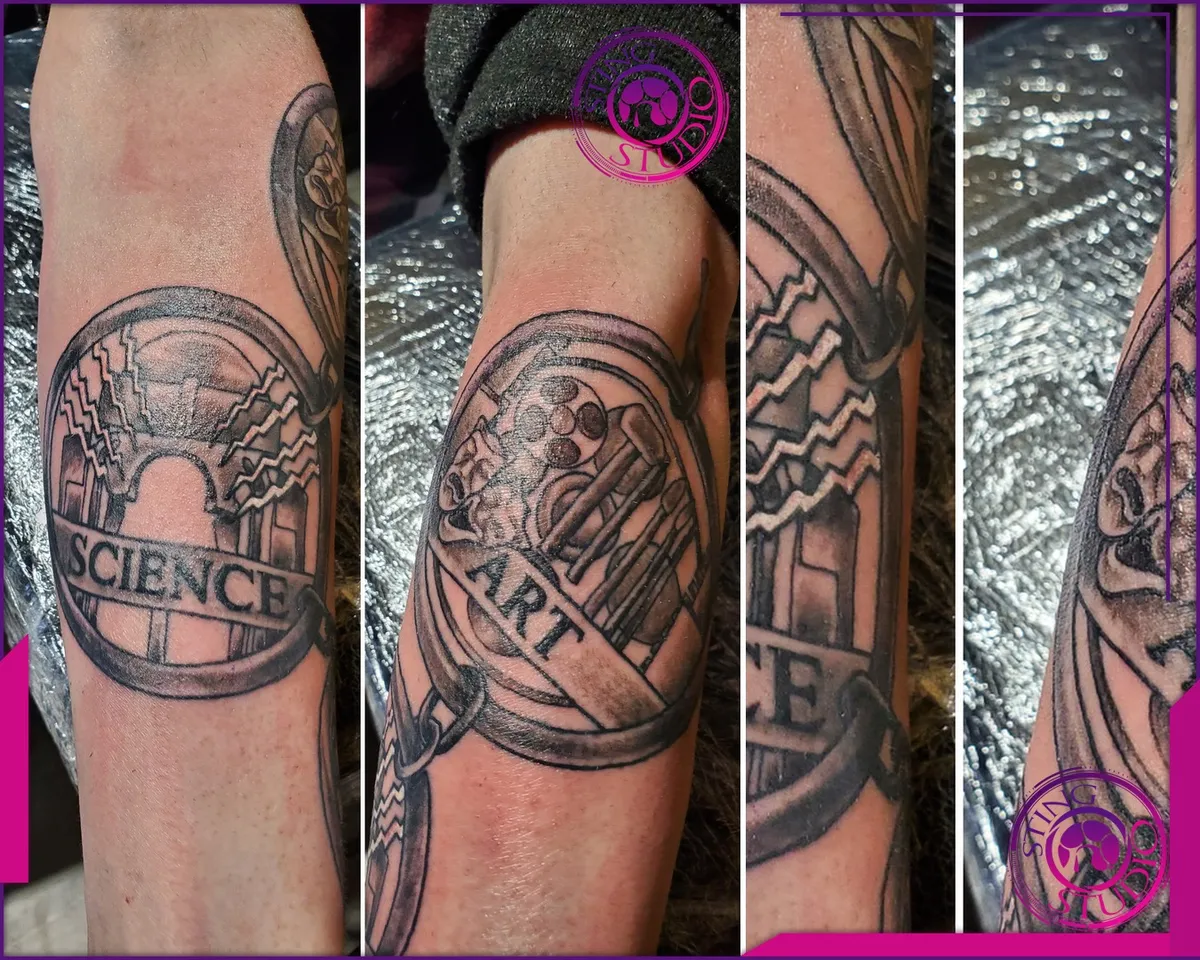 Black and grey tattoo by Sting Studio Ottawa