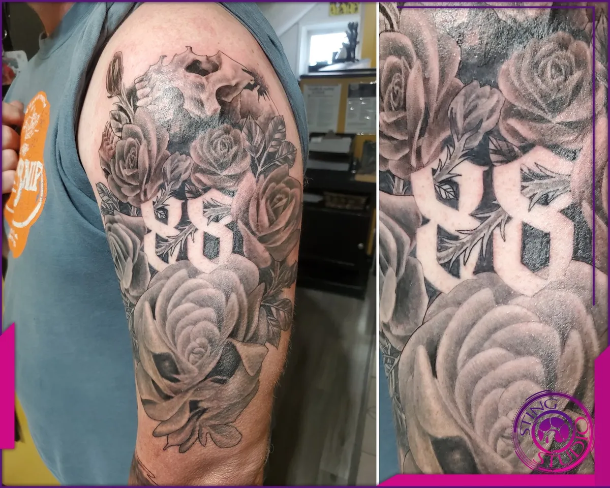 Black and grey tattoo by Sting Studio Ottawa
