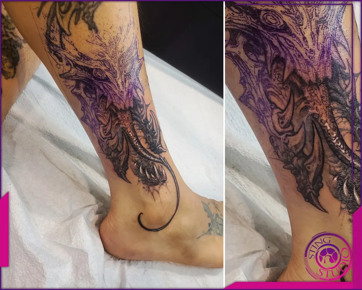 Black and grey tattoo by Sting Studio Ottawa