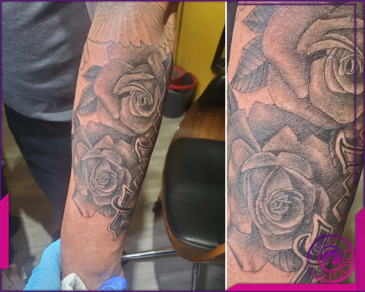 Black and grey tattoo by Sting Studio Ottawa