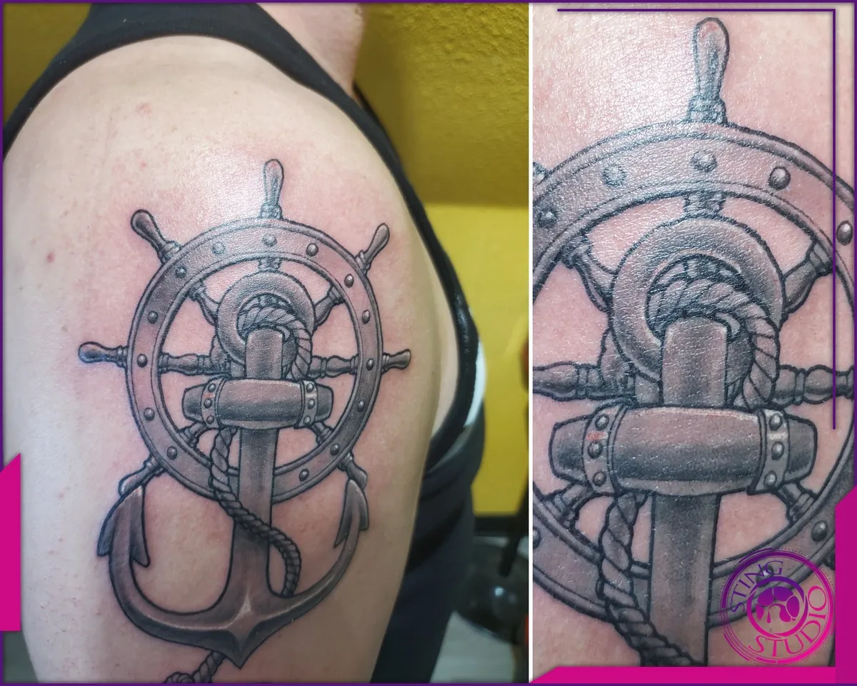 Black and grey tattoo by Sting Studio Ottawa