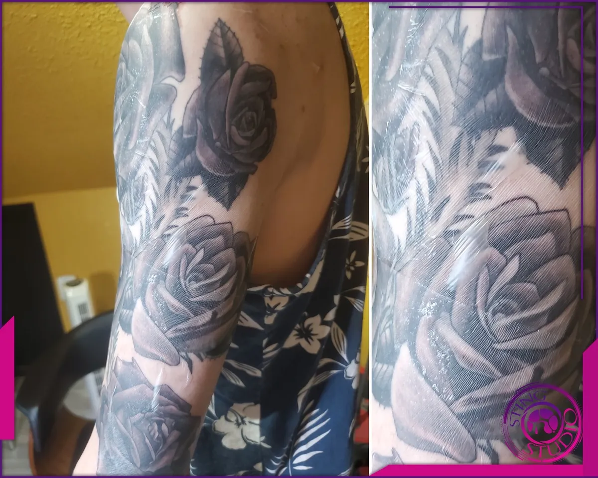 Black and grey tattoo by Sting Studio Ottawa