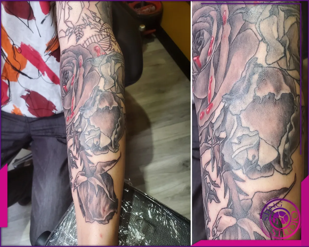 Black and grey tattoo by Sting Studio Ottawa