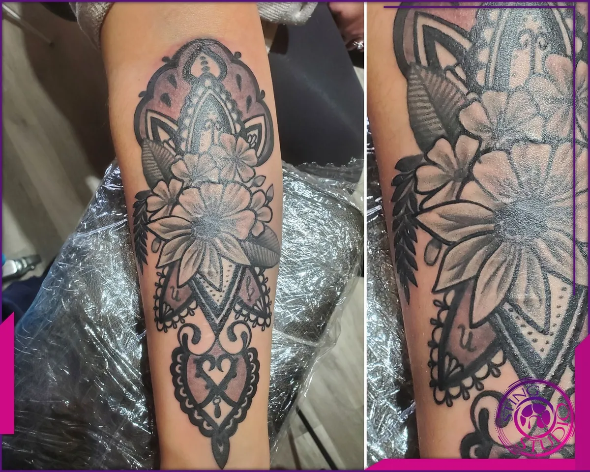 Black and grey tattoo by Sting Studio Ottawa