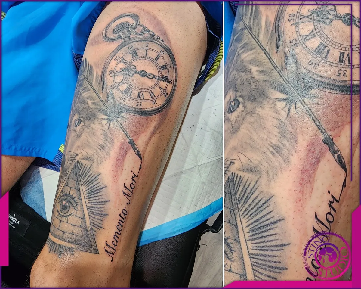 Black and grey tattoo by Sting Studio Ottawa