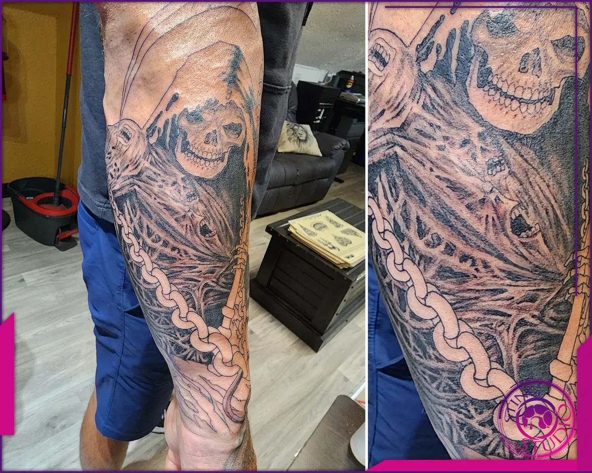 Black and grey tattoo by Sting Studio Ottawa