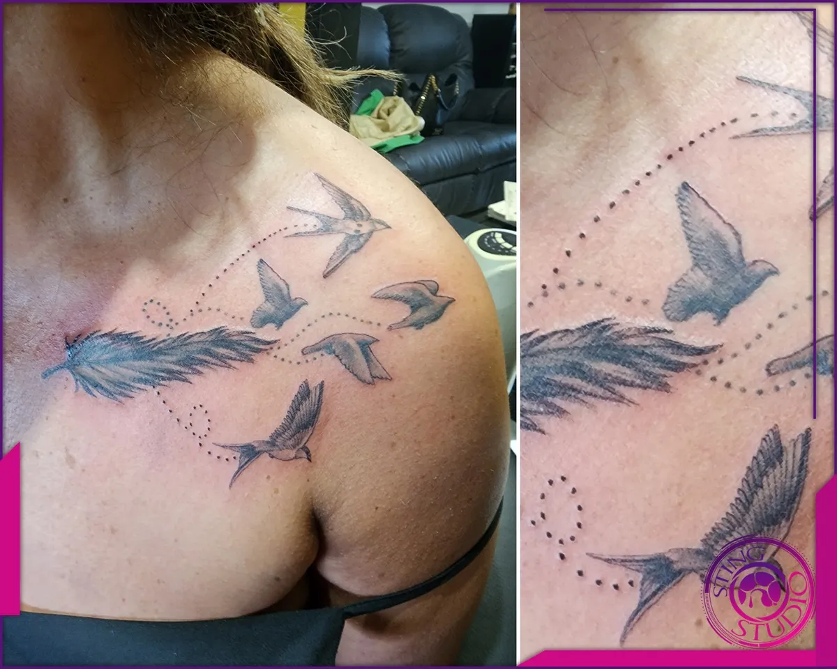 Black and grey tattoo by Sting Studio Ottawa