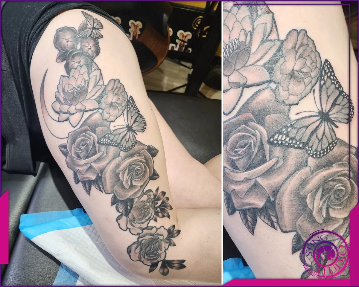 Black and grey tattoo by Sting Studio Ottawa