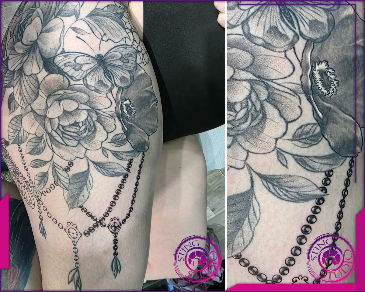 Black and grey tattoo by Sting Studio Ottawa