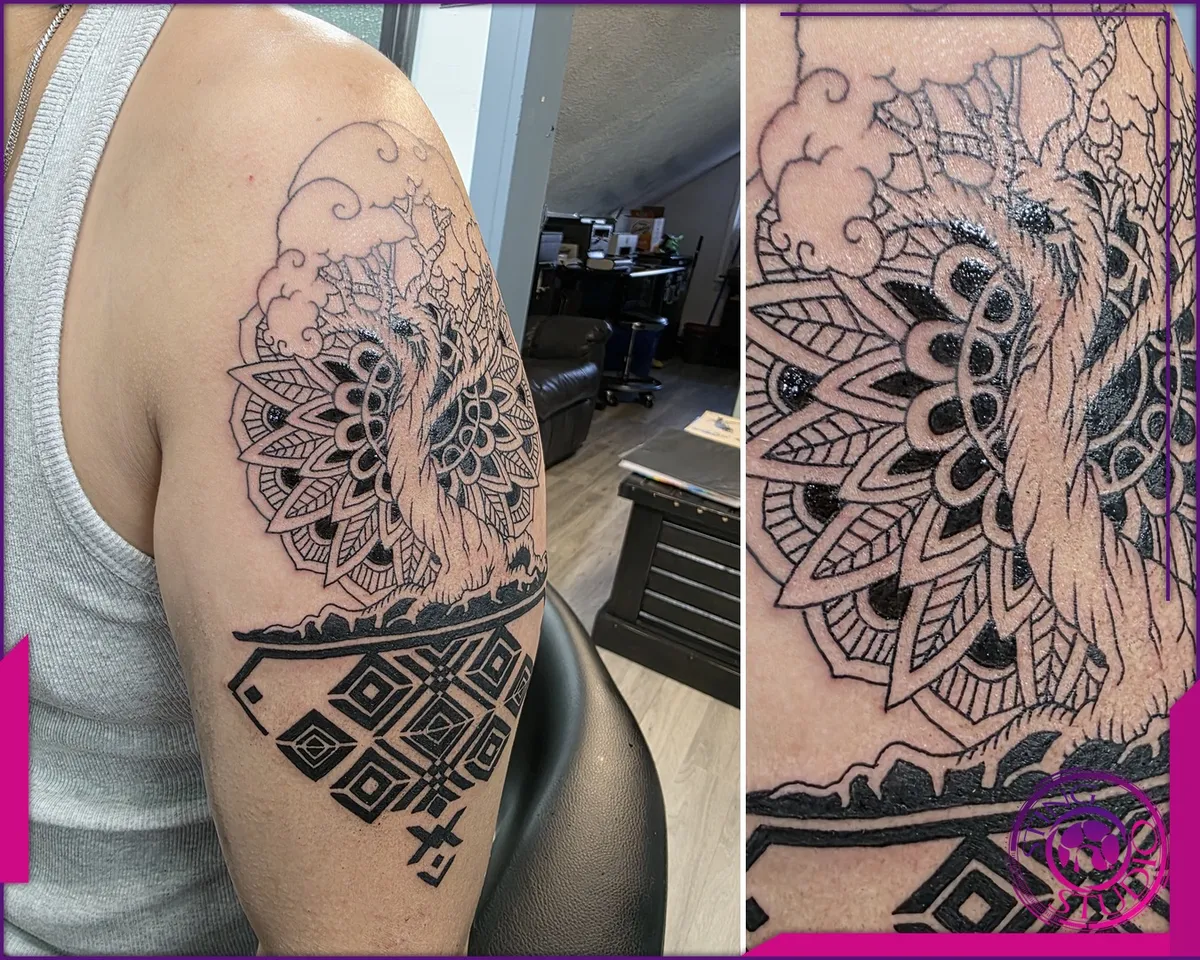 Black and grey tattoo by Sting Studio Ottawa