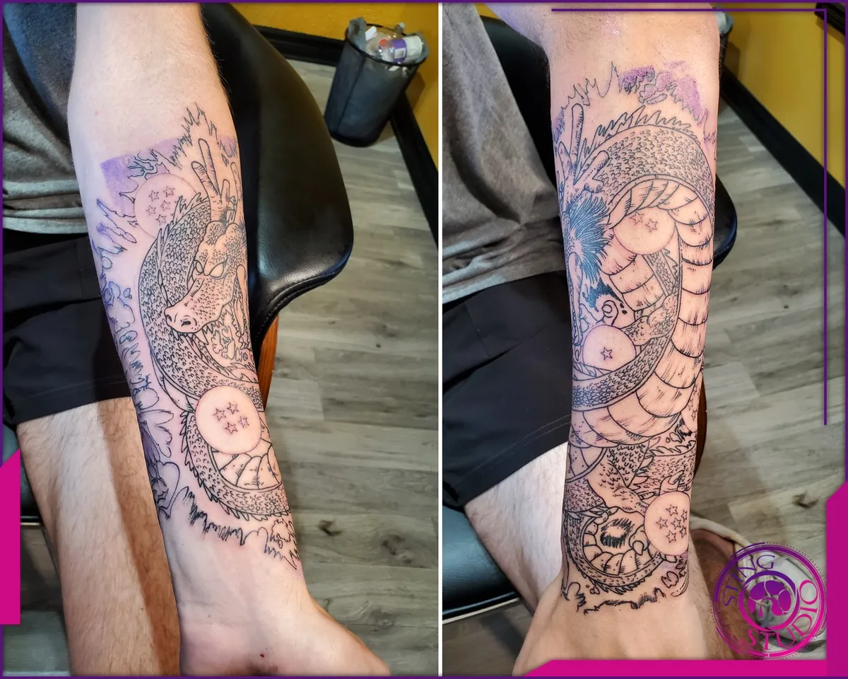 Linework tattoo by Sting Studio Ottawa