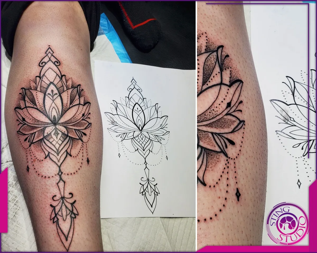 Linework tattoo by Sting Studio Ottawa