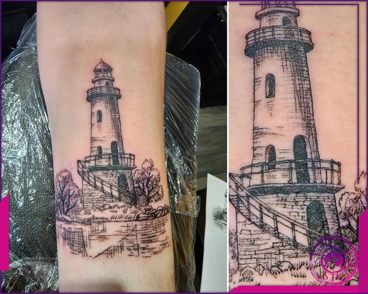 Linework tattoo by Sting Studio Ottawa