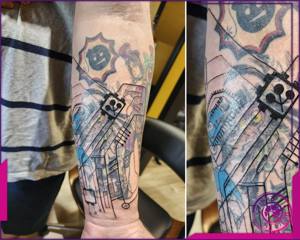 Linework tattoo by Sting Studio Ottawa