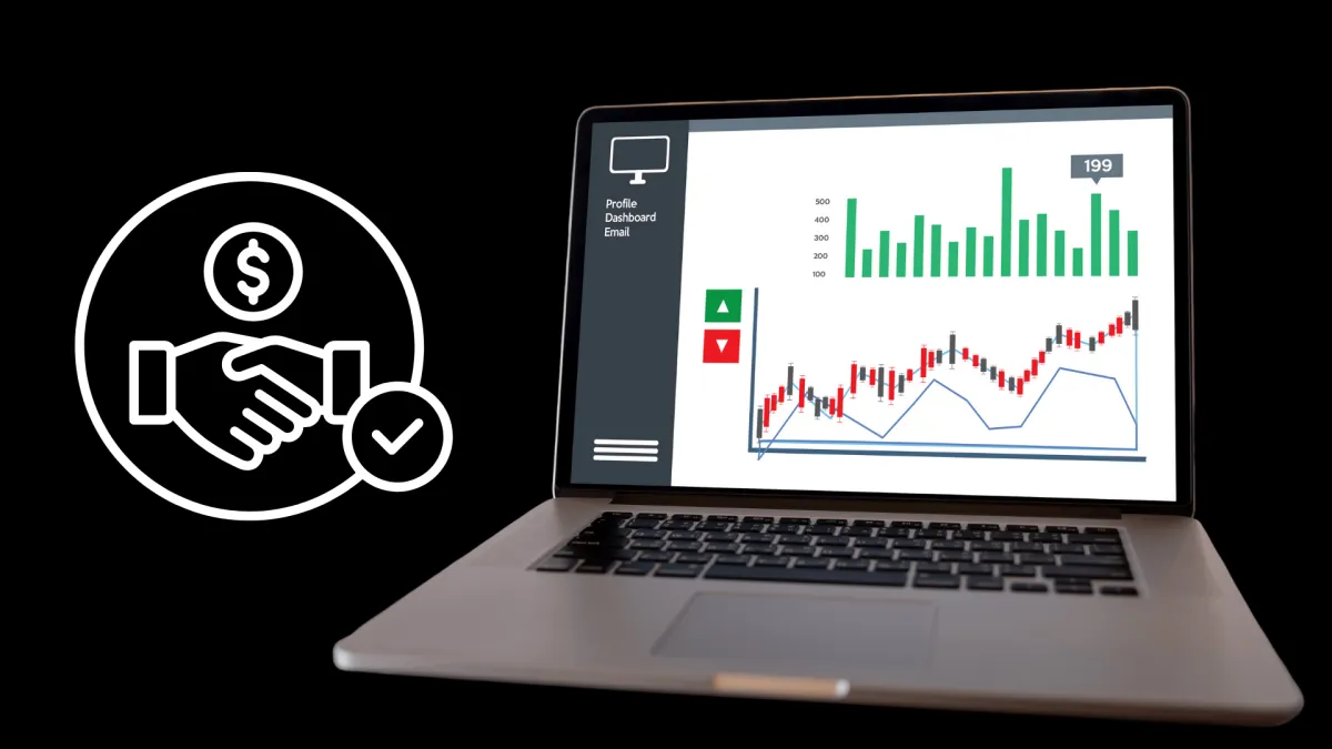 Sales chart showing on a laptop 