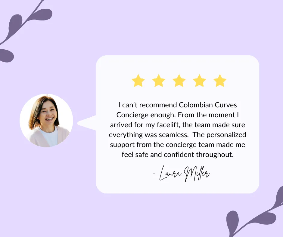 Woman giving glowing review of CCC facelift assistance and care.