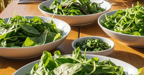 salads on a table at a farm